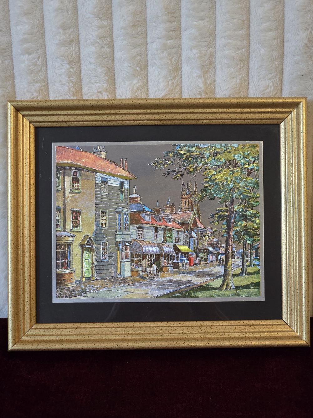 VTG 1960s Bert Pugh Mid Century Oil On Foil Gold Framed Art 10x8"